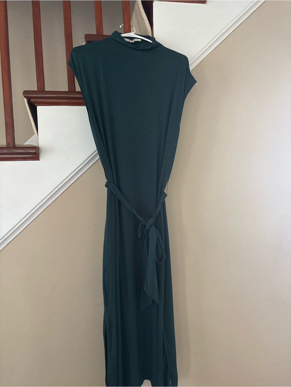 LOFT Teal/Green Sleeveless Maxi Dress with Tie Belt
